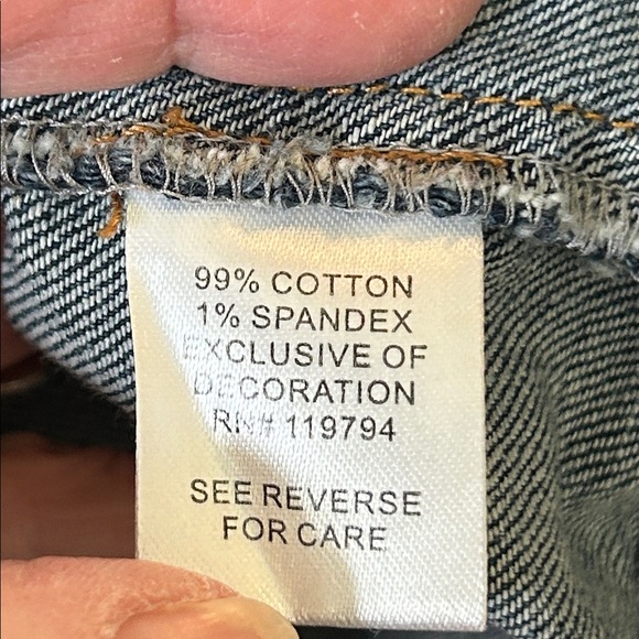 ONE WORLD DENIM ZIP UP FOUR FRONT BUTTONED POCKETS DISSTRESSED HEM SZ XL - Picture 7 of 13